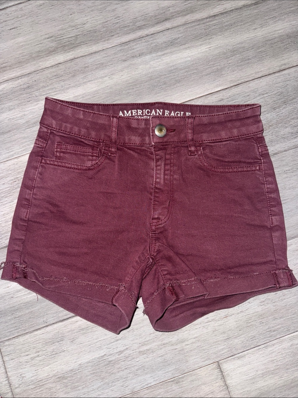 American Eagle Outfitters Maroon High-Rise Shortie - Size 0